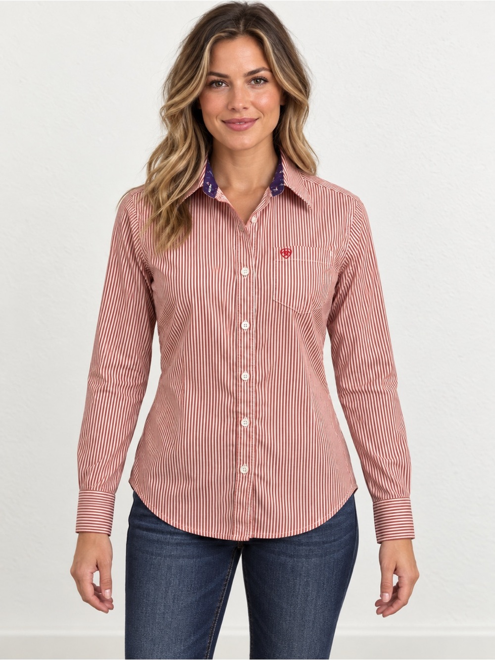 Ariat Kirby Stretch Women’s M Red Stripe Western Button Down Shirt